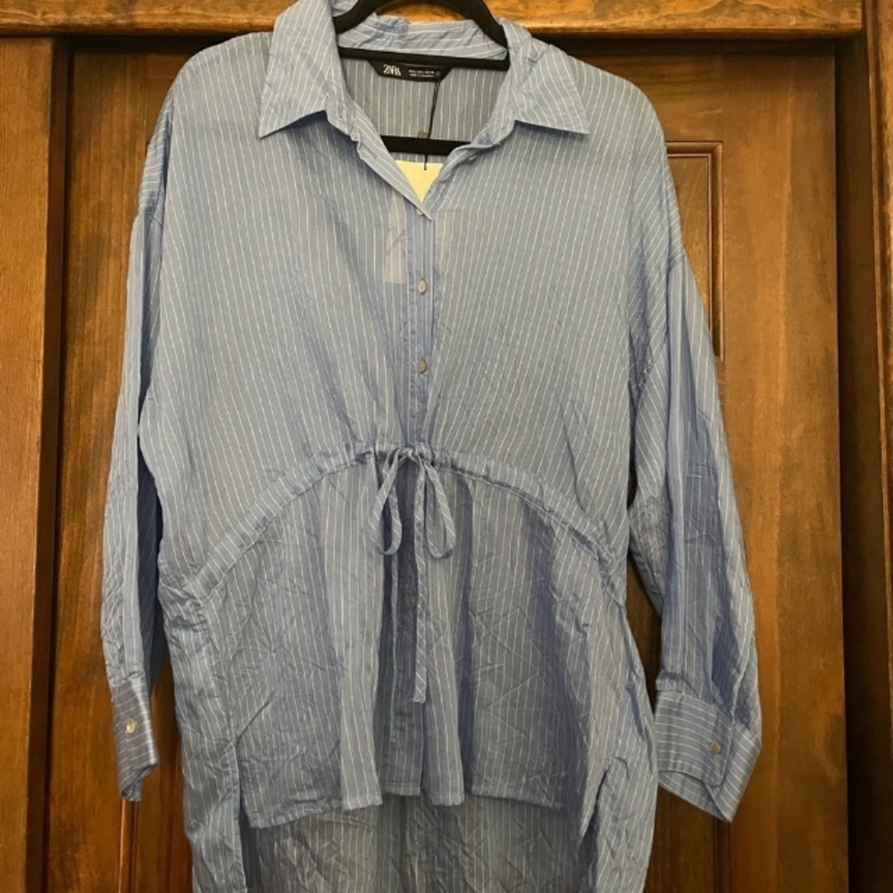 Zara Blue & White Stripe Top - Picture 3 of 4